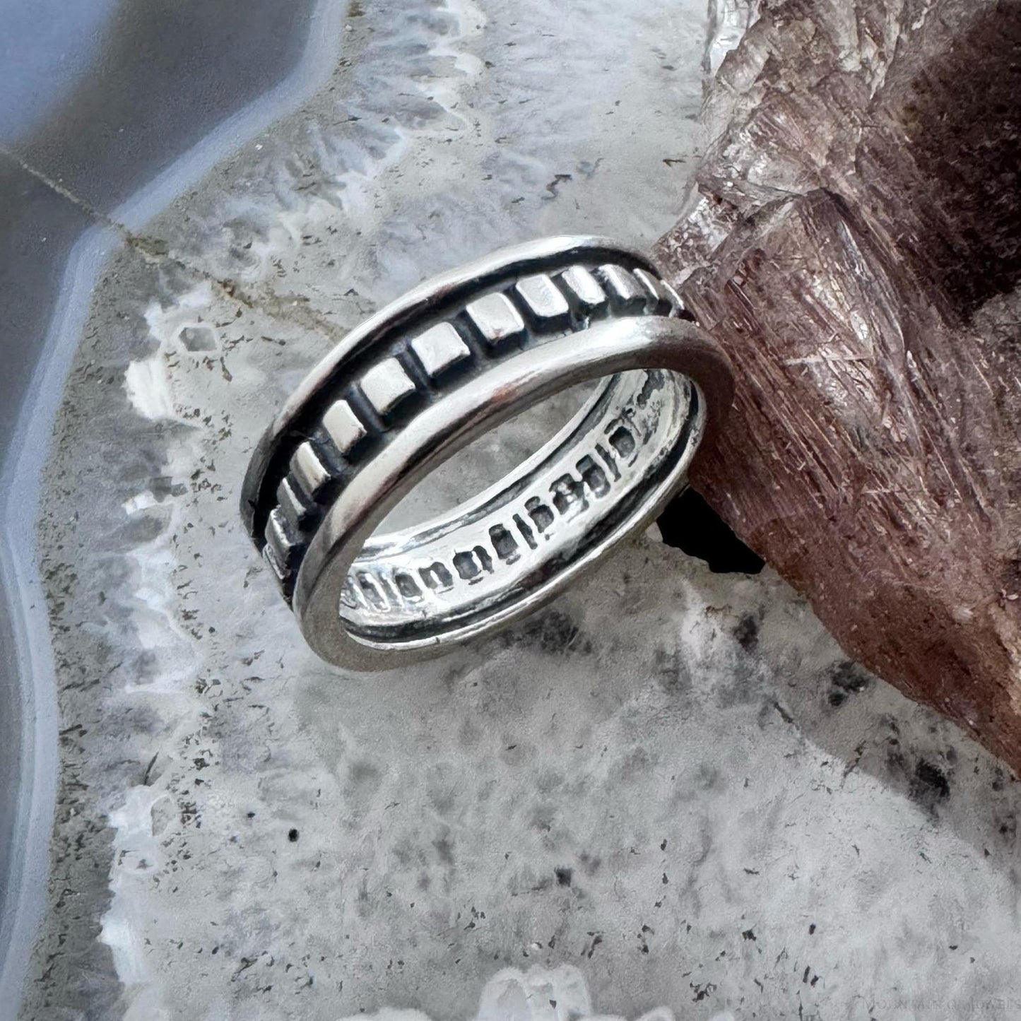 Carolyn Pollack Sterling Silver Southwestern Decorated Unisex Band Ring