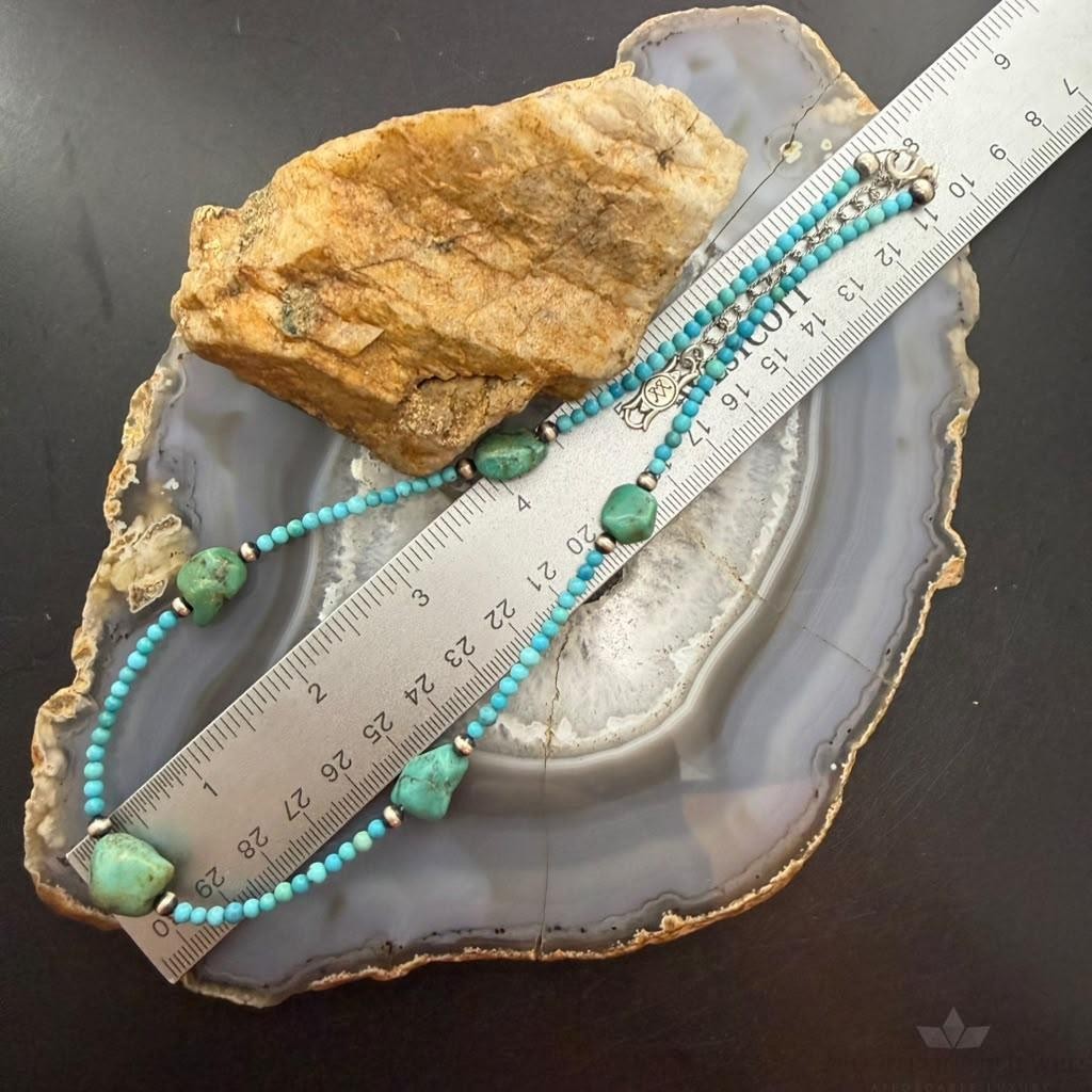 Carolyn Pollack Sterling Silver Natural Turquoise & Turquoise Beads 16"-19" Necklace For Women