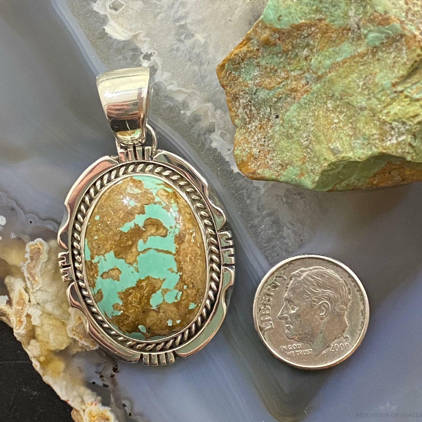 Wydell Billie Sterling Silver Oval Turquoise w/Brown Matrix Unisex Pendant