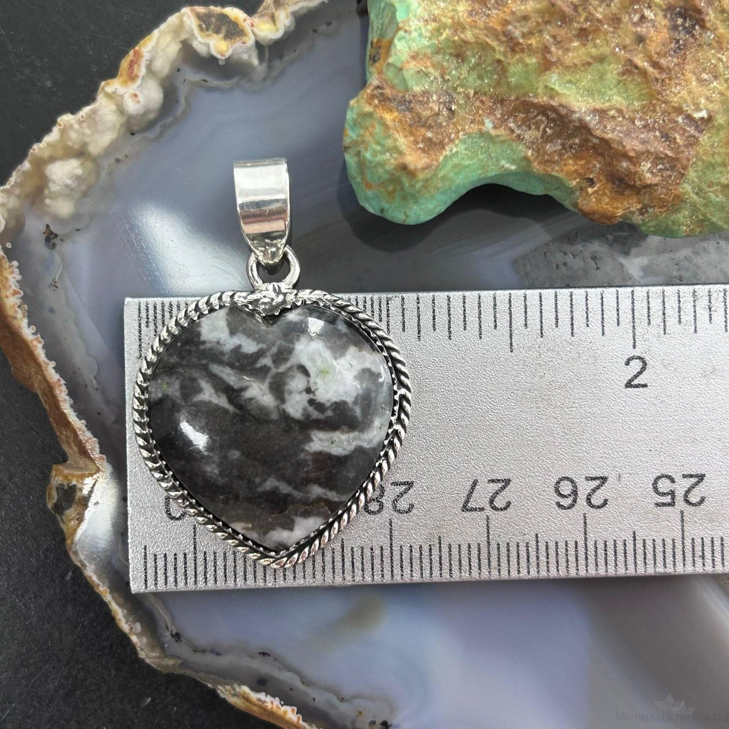 Sterling Silver Southwestern Style White Buffalo Heart Pendant For Women #1