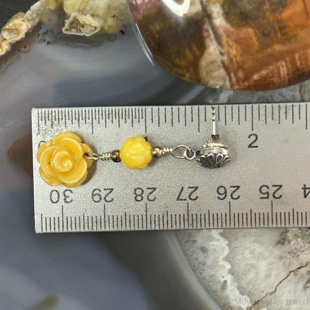 Carolyn Pollack Sterling Silver Yellow Jasper Rose Dangle Earrings For Women
