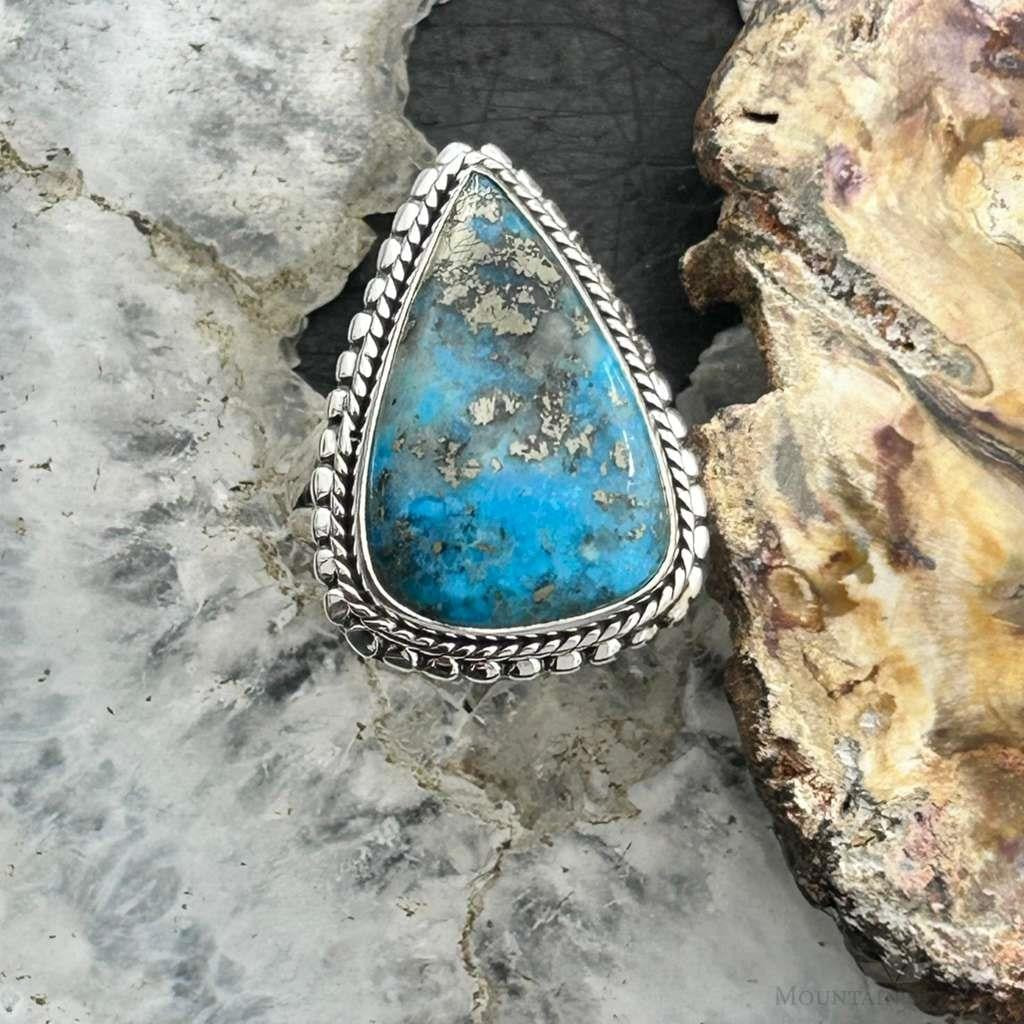 Sterling Silver Southwestern Style Teardrop Shattuckite Decorated Ring Size 6.5 For Women