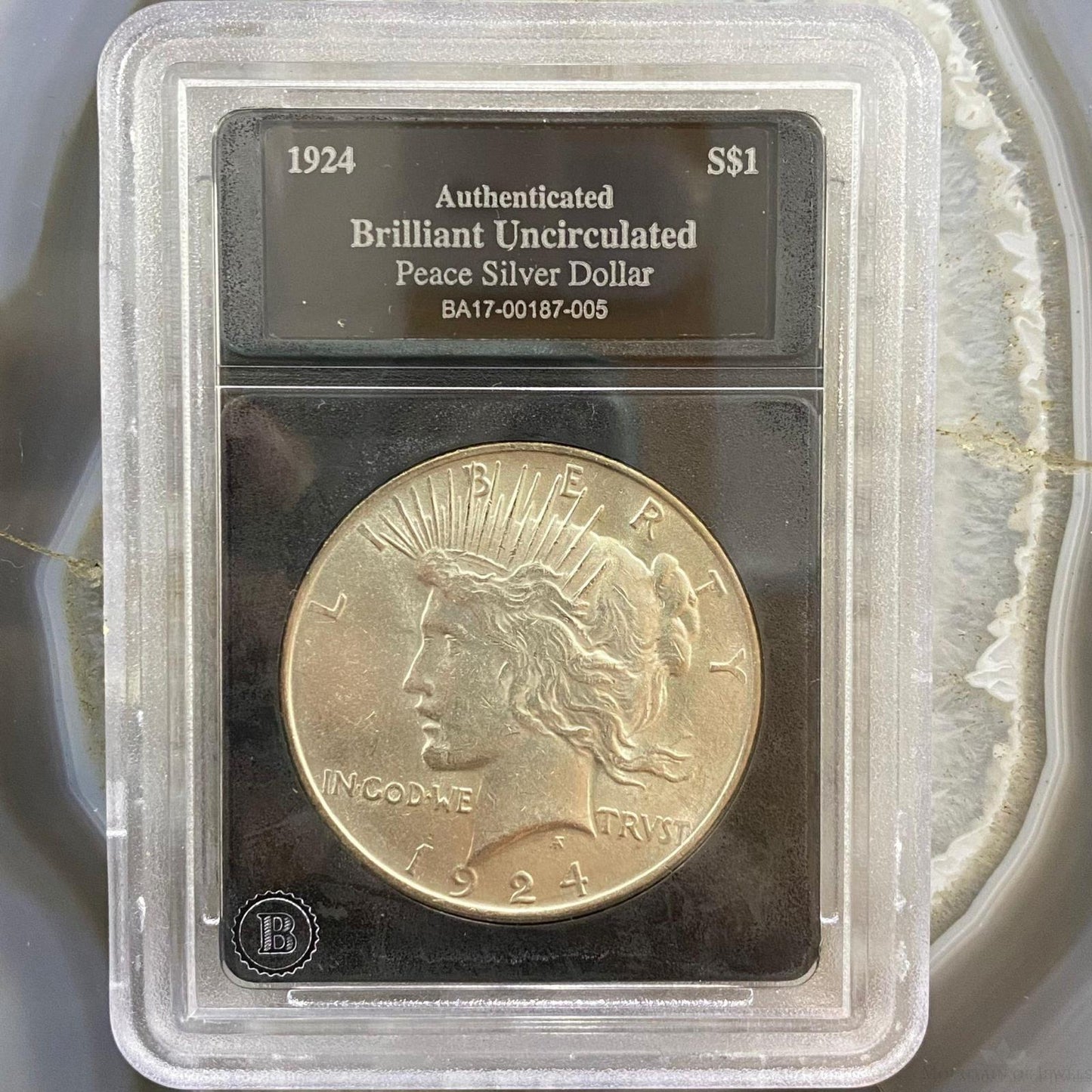 1924 $1 US Peace Silver Dollar VF-EF Coin #BA17-00187-005