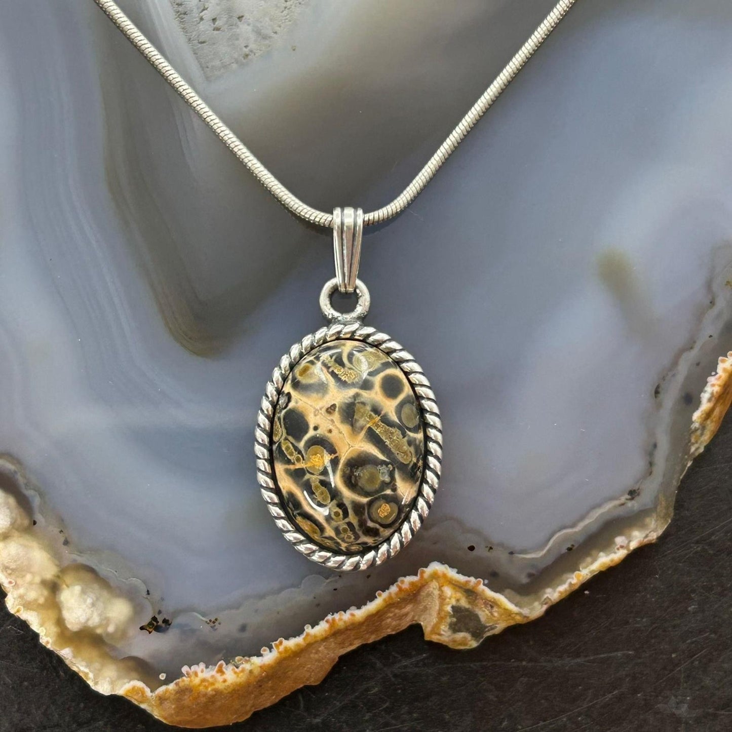 Carolyn Pollack Sterling Silver Picture Jasper Pendant with 16" Necklace For Women
