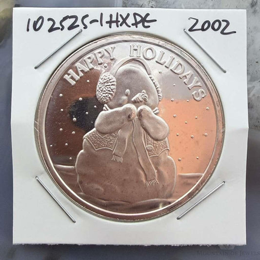 Vintage US 2002 One Troy Ounce .999 Fine Silver Happy Holiday #102525-1HXPE