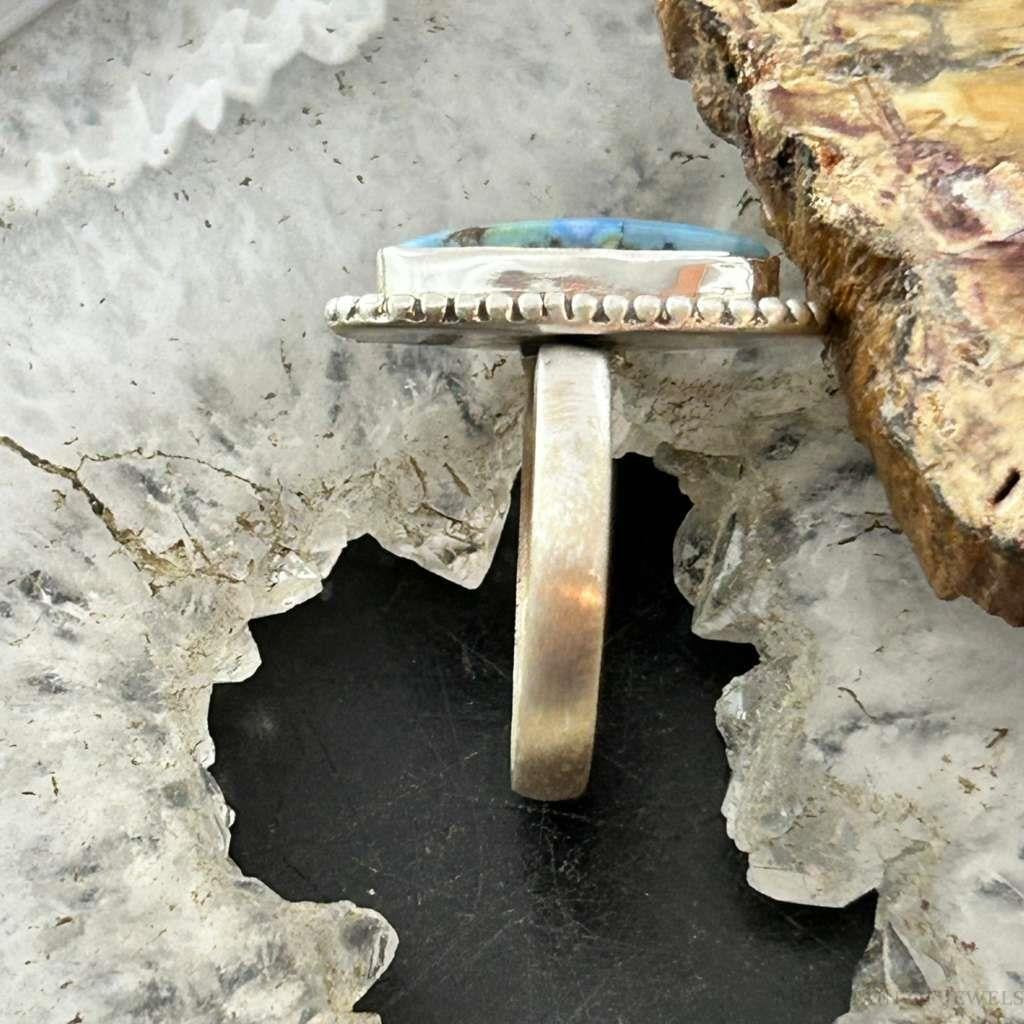 Sterling Silver Southwestern Style Golden Hill Turquoise Adjustable Ring For Women