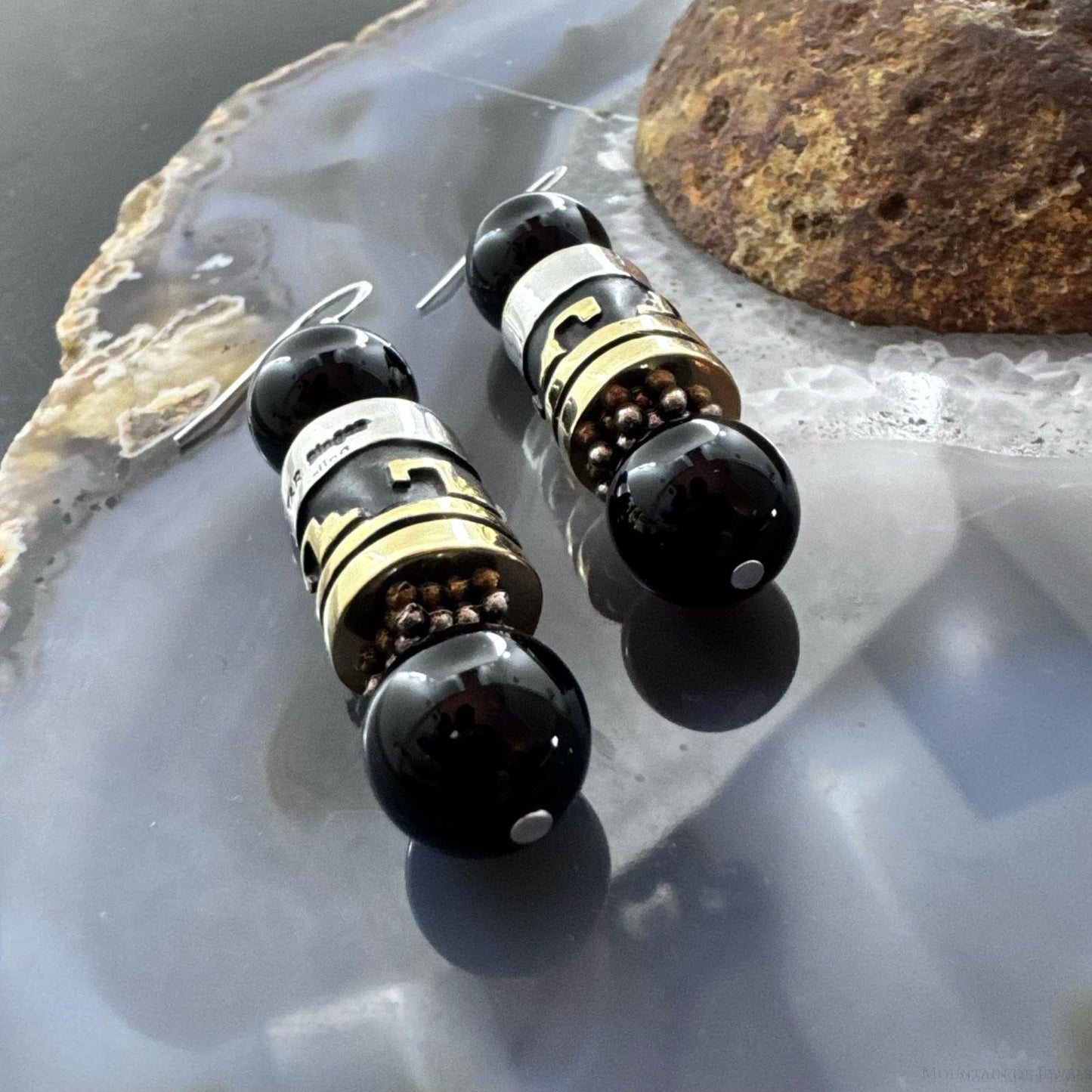 Tommy & Rosita Singer Sterling Silver Onyx Beads Dangle Earrings For Women