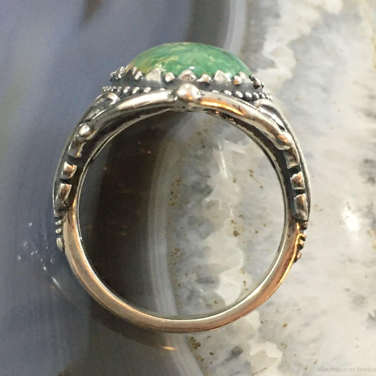 Carolyn Pollack Southwestern Style Sterling Silver Large Oval Green Turquoise Ring For Women