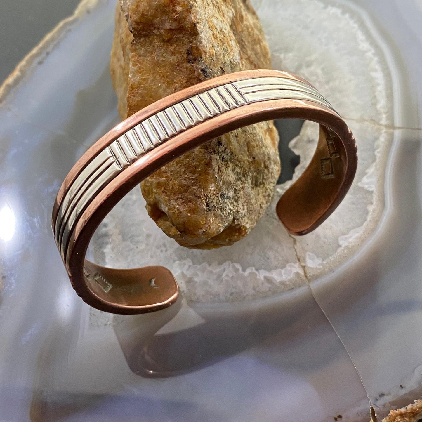 Jonathan Nez Navajo Sterling Silver and Copper Heavy Gauge Bracelet For Women