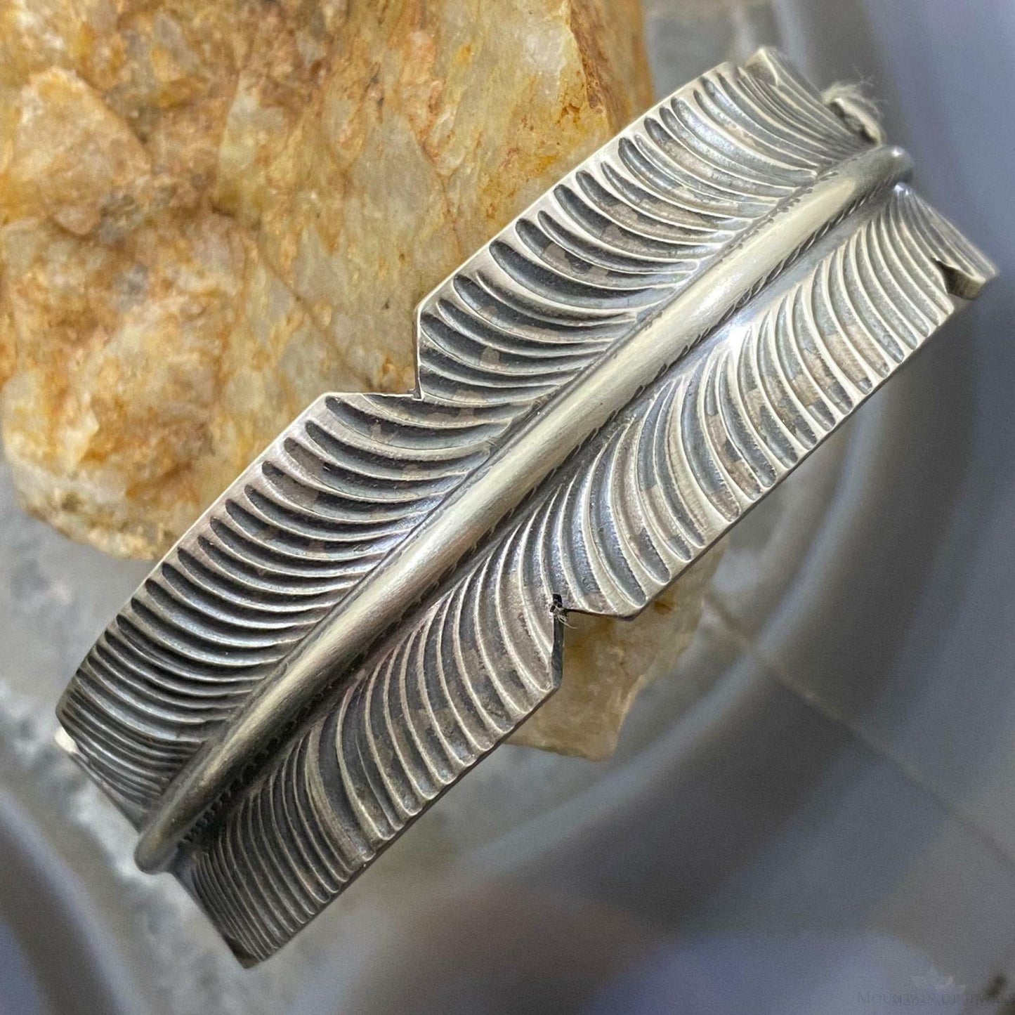 Chris Charley Sterling Silver Feather Stackable Bracelet Cuff For Women