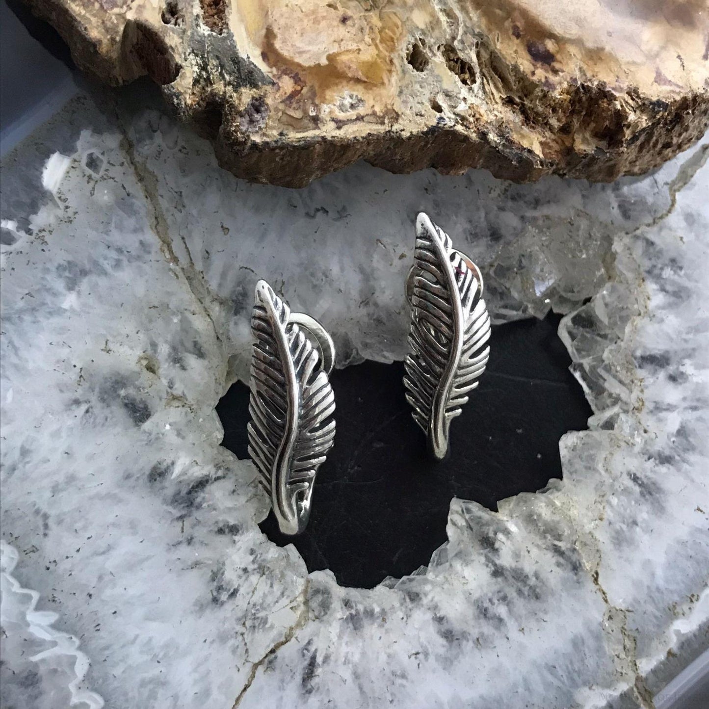 Carolyn Pollack Sterling Silver Detailed Feather Post Earrings For Women