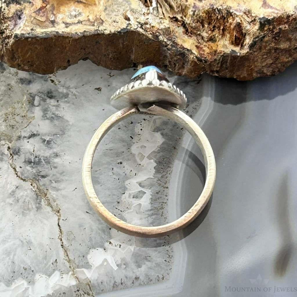 Sterling Silver Southwestern Style Teardrop Golden Hill Turquoise Adjustable Ring #16