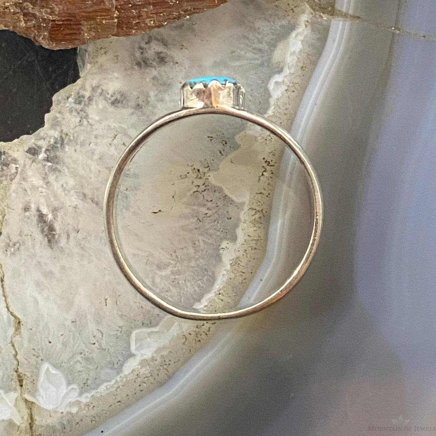 Native American Sterling Double Turquoise Decorated Ring Size 5/ 6.5 /7.5 / 8 For Women