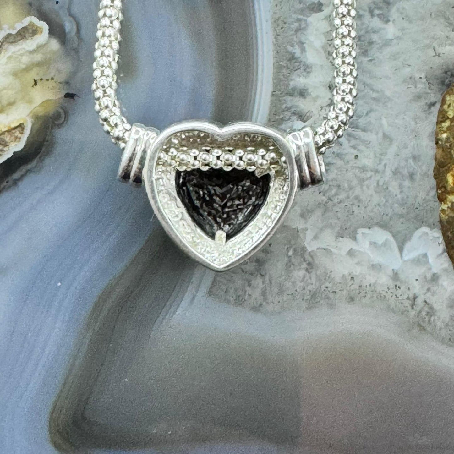Carolyn Pollack Sterling Silver Faceted Garnet Slide Heart Pendant W/Necklace For Women