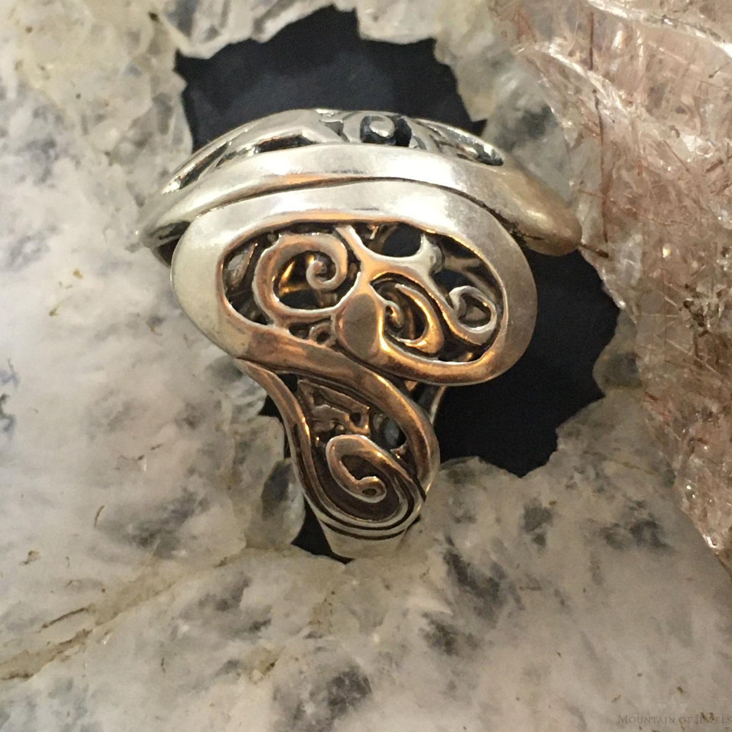 Carolyn Pollack Southwestern Style Sterling Silver Decorated Ring For Women