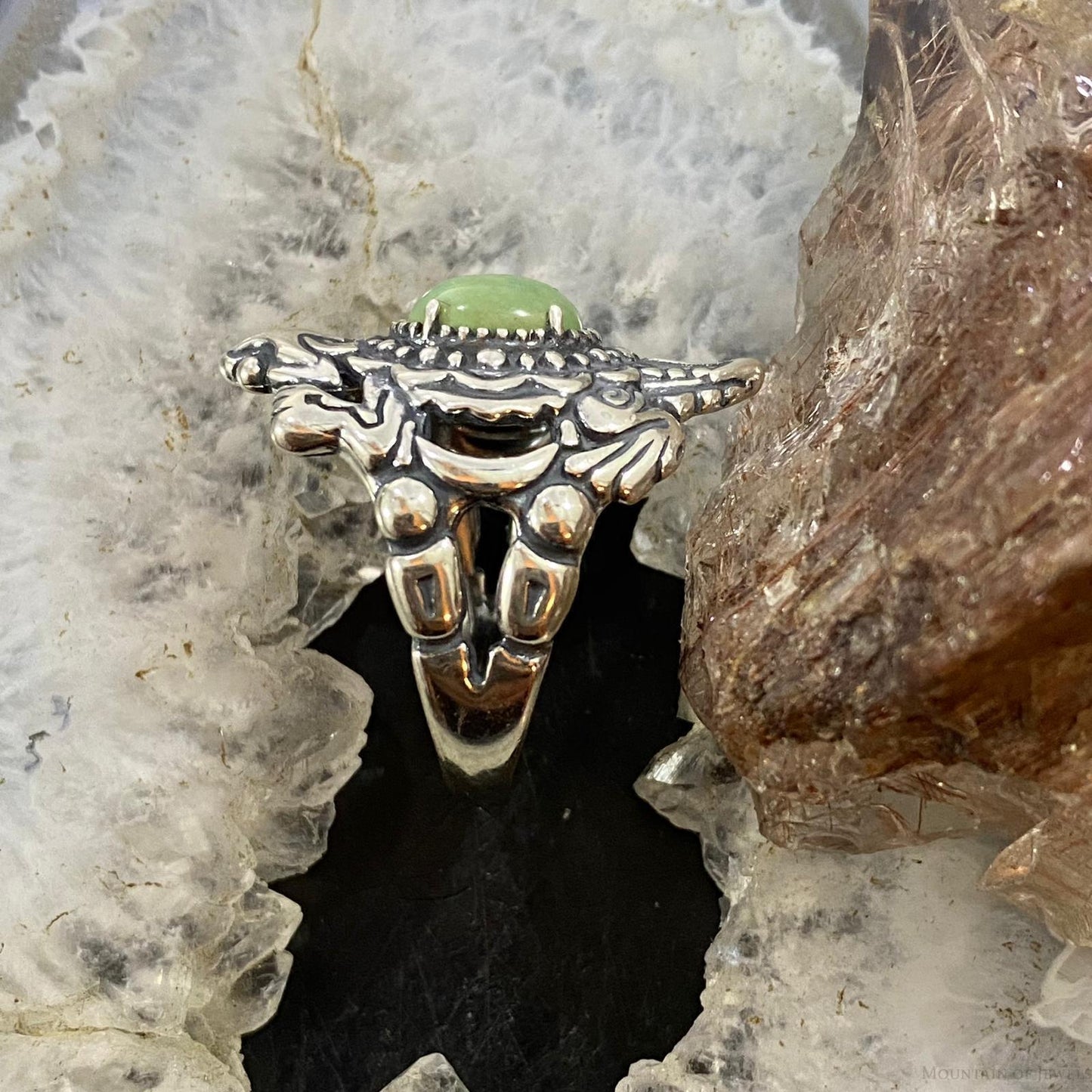 Fritz Casuse & Carolyn Pollack Southwestern Style Sterling Silver Green Turquoise Horned Toad Ring For Women