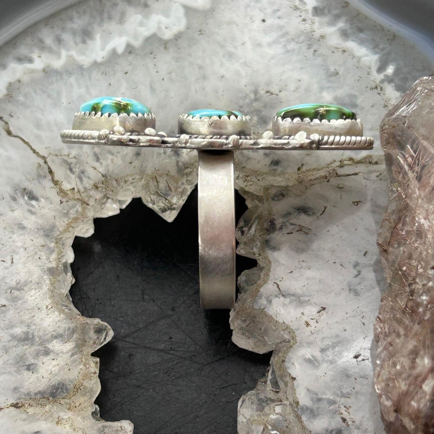 Sterling Silver Southwestern Style Sonora Gold Turquoise Adjustable Ring For Women #1