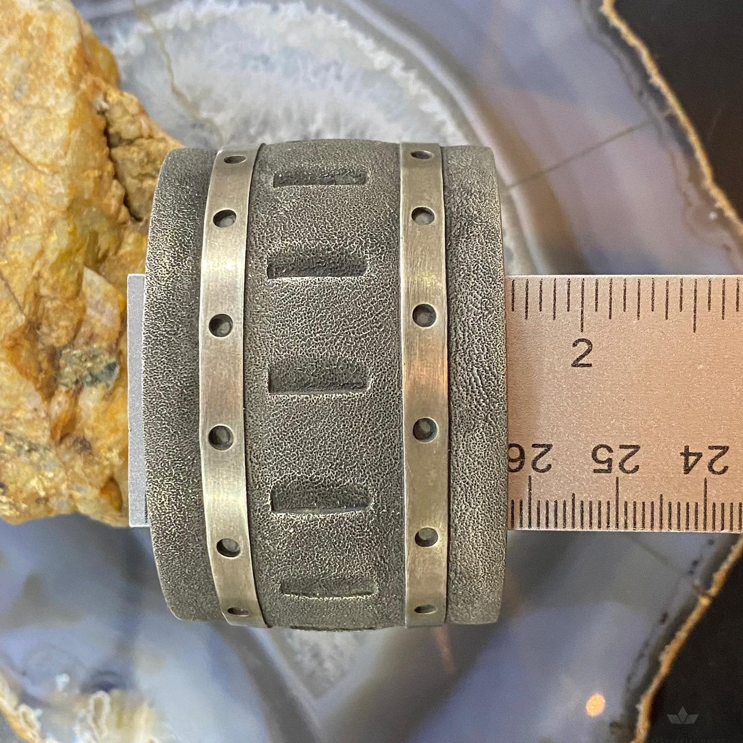 Dakota T. Willie Native American Sterling Silver Tufa Cast Wide Bracelet For Women