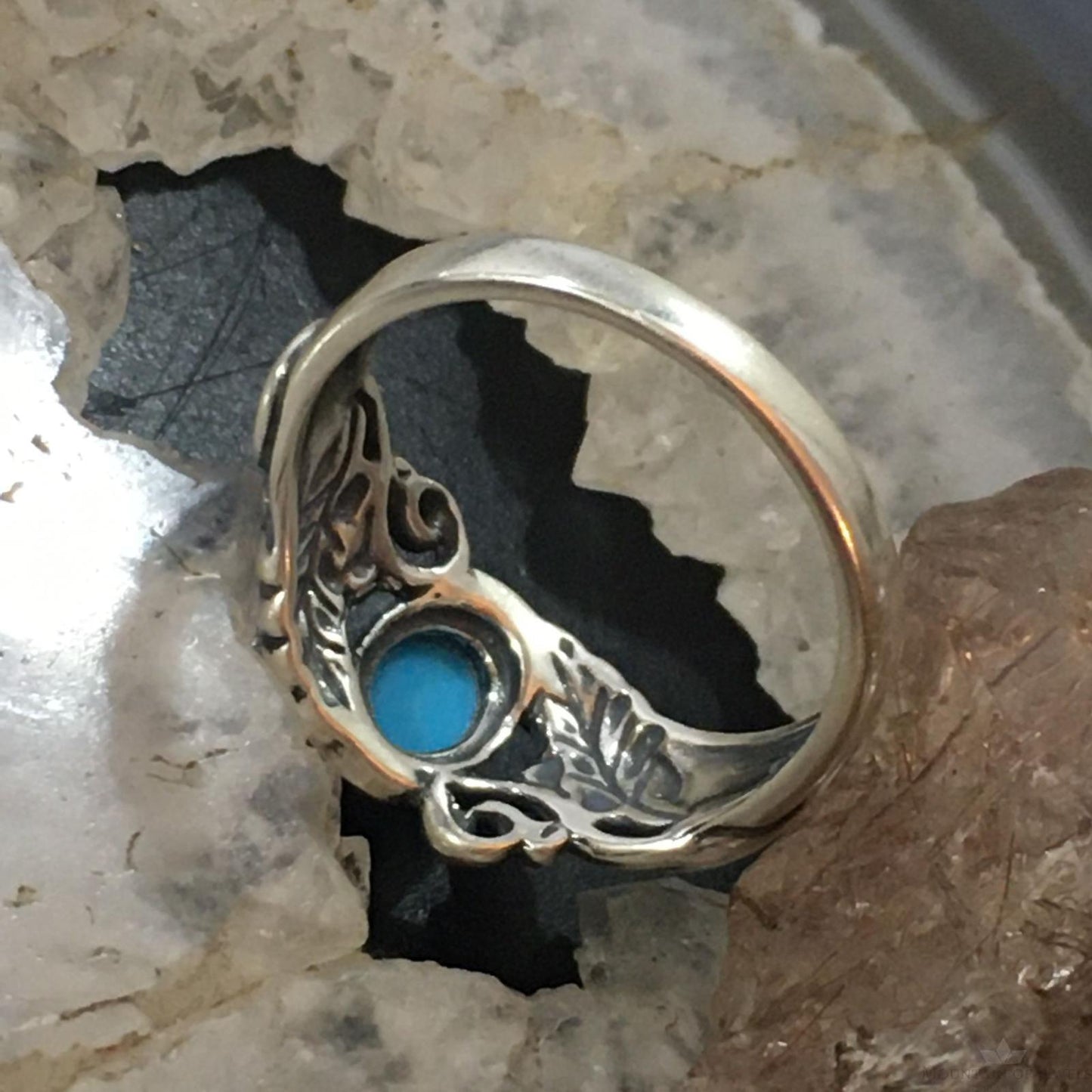 Carolyn Pollack Sterling Silver Oval Sleeping Beauty Turquoise Floral Ring For Women