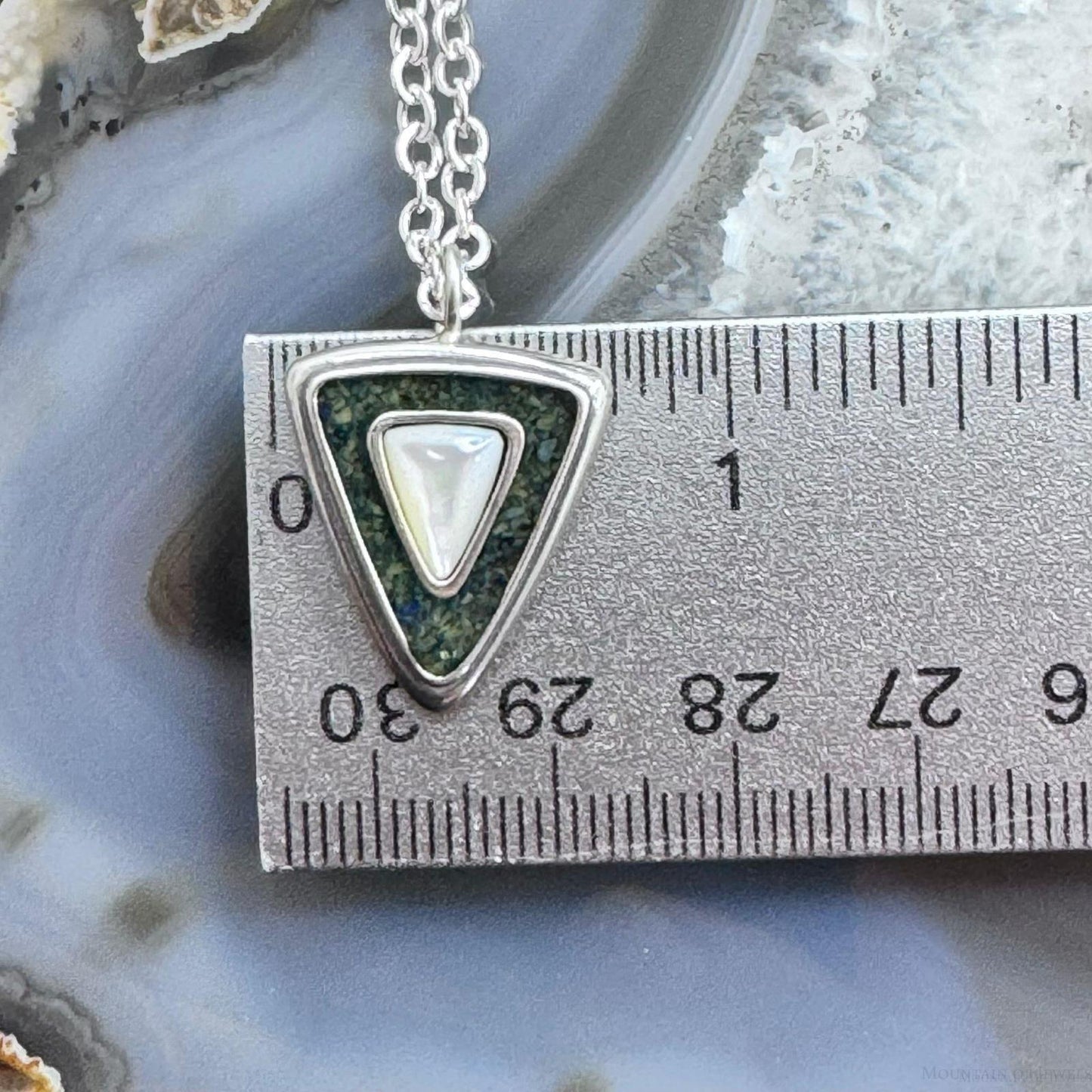 Carolyn Pollack Sterling Silver Mother of Pearl & Turquoise Chip Inlay 18" Necklace For Women