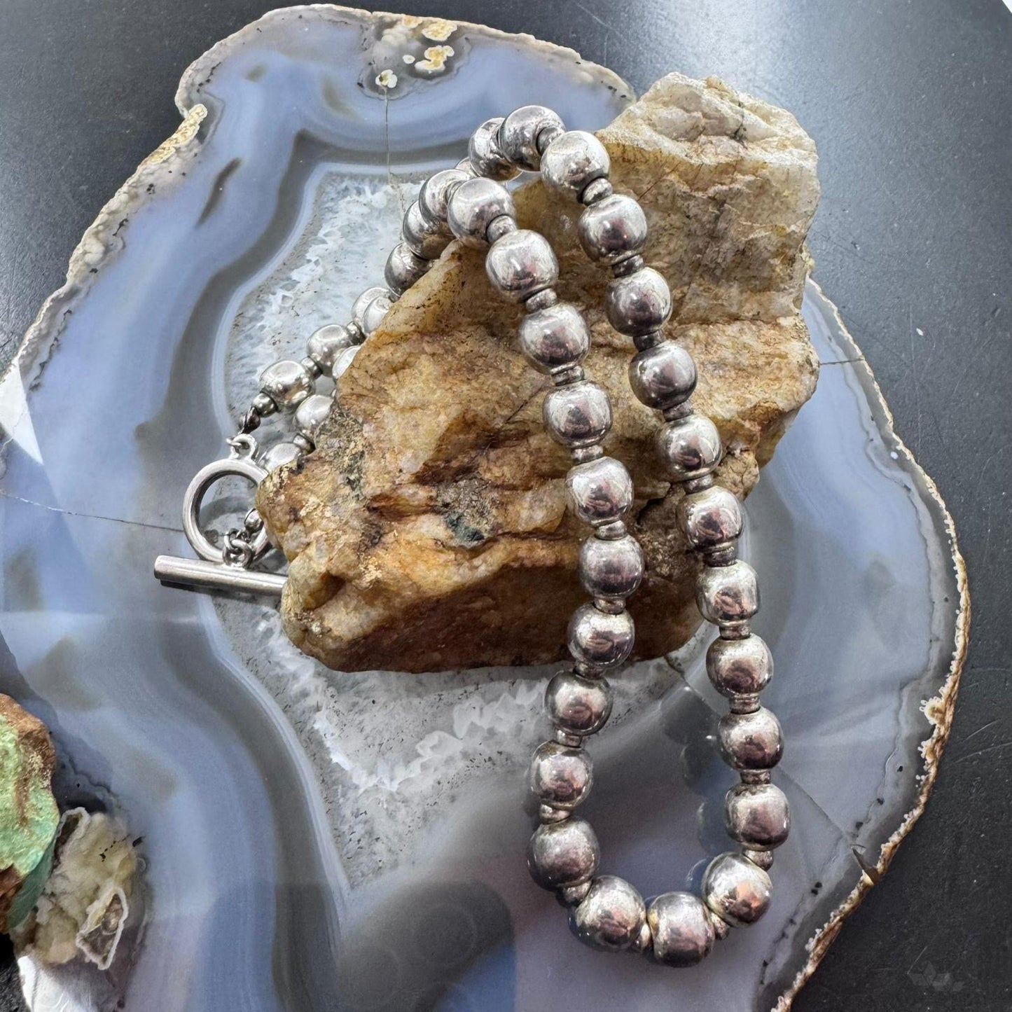 Silver Southwestern Style Rounded Beads 14" Necklace For Women