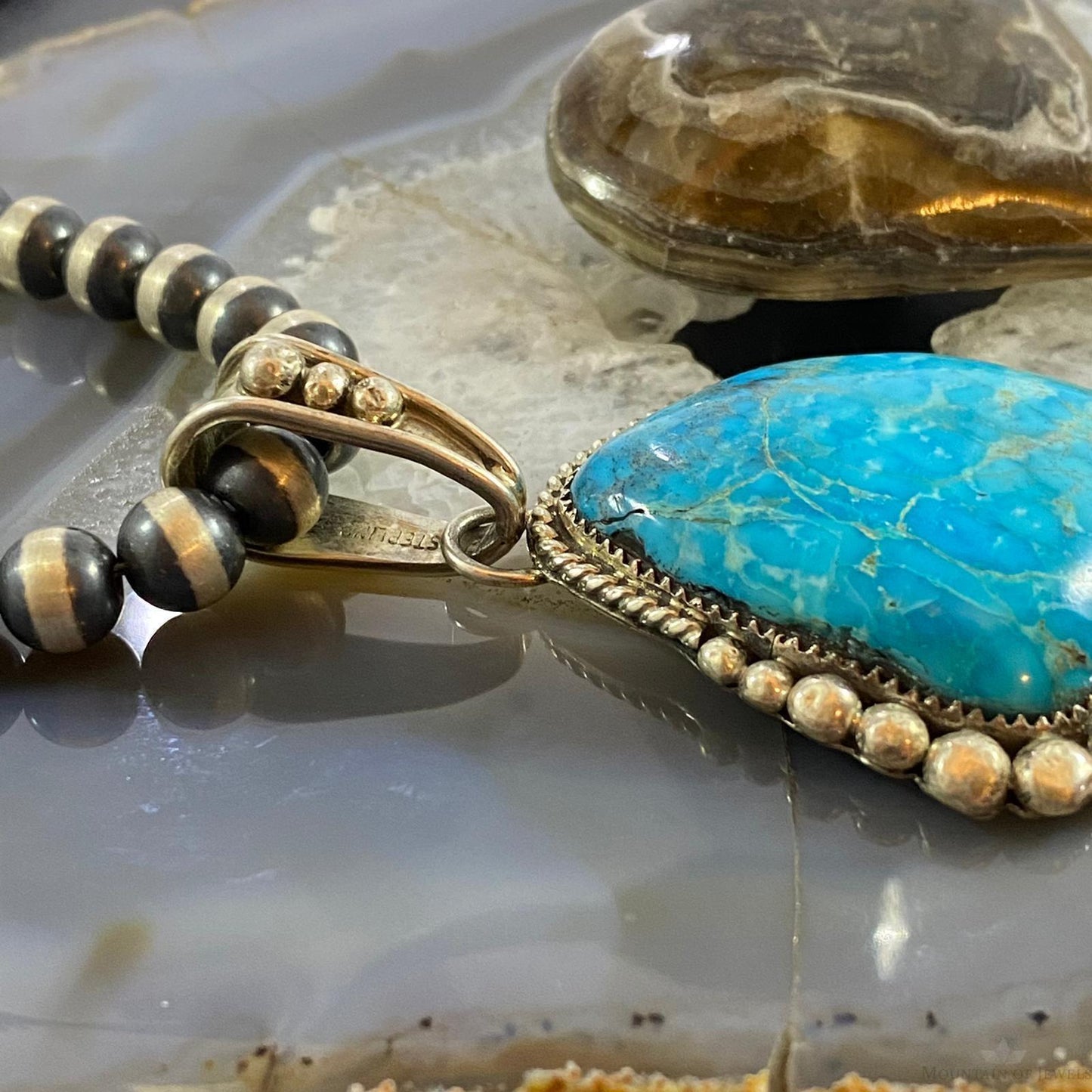 Daniel Etsitty Vintage Sterling Silver High Grade Turquoise Unisex Pendant