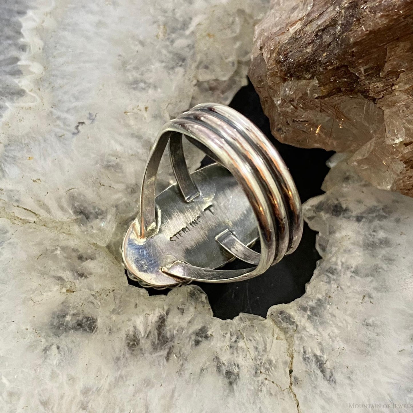Native American Sterling Oval Wild Horse Decorated Ring Size 9.5 For Women