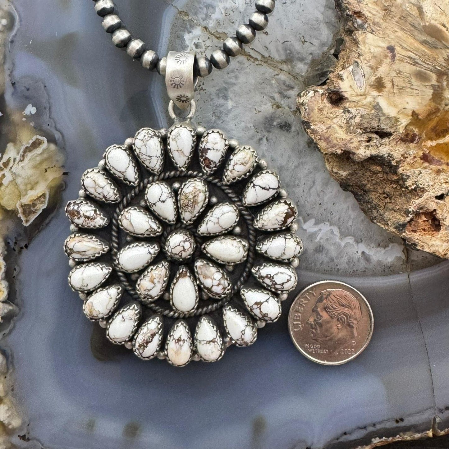 Sterling Silver Southwestern Style Teardrop Wild Horse Cluster Pendant For Women