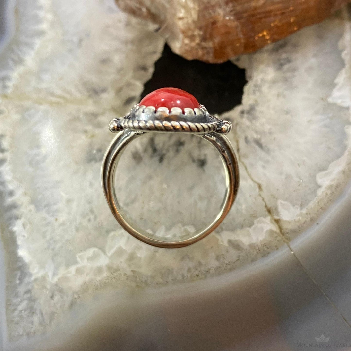 Carolyn Pollack Southwestern Style Sterling Silver 2 Pear Red Jasper Decorated Ring For Women