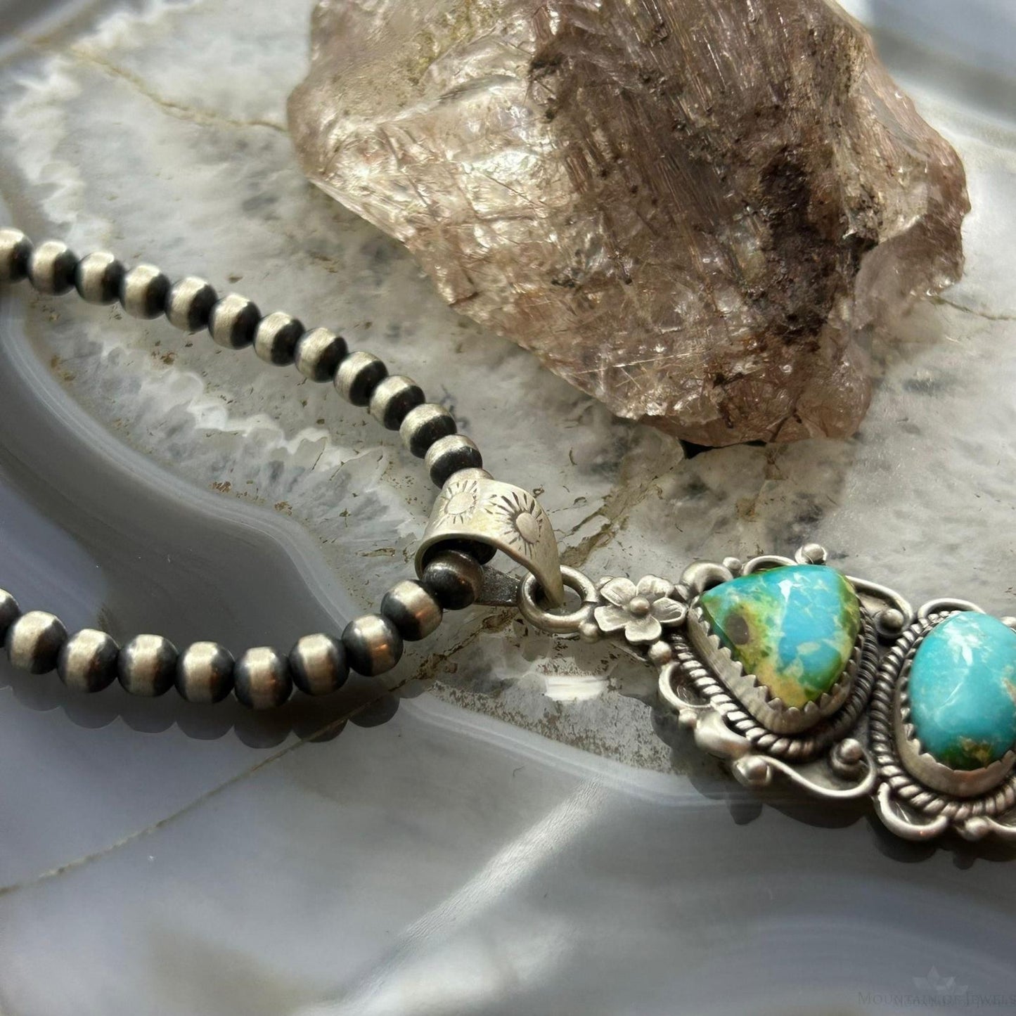 Sterling Silver Southwestern Style 3 Sonora Gold Turquoise Decorated Pendant For Women #4