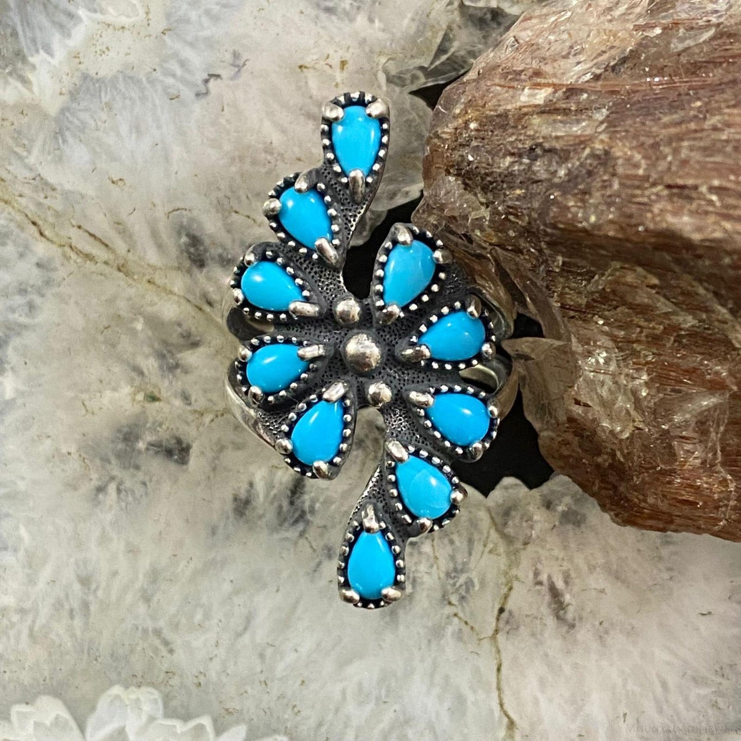 Carolyn Pollack Sterling Turquoise Cluster Decorated Ring Variety of Sizes