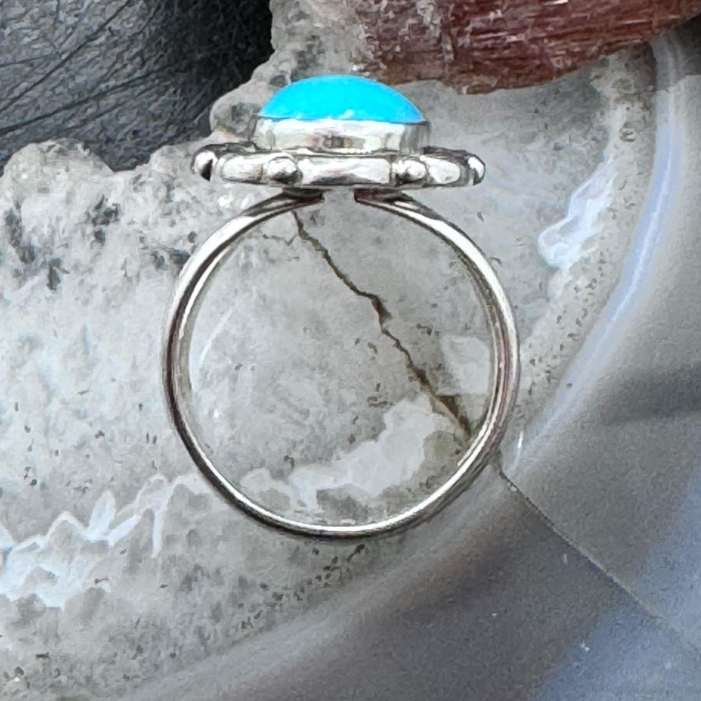 Carolyn Pollack Sterling Silver Sleeping Beauty Turquoise Flower Ring Size 7.25 For Women