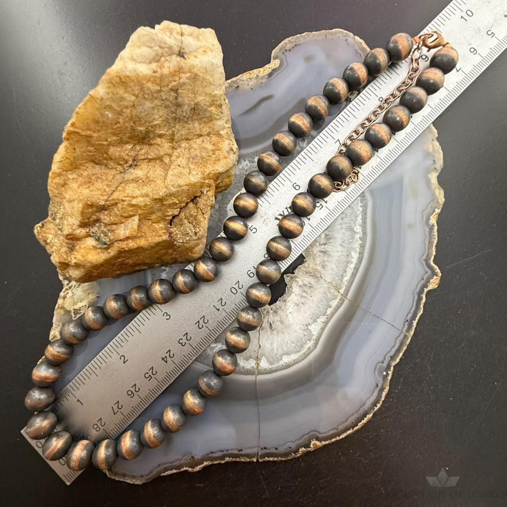 Copper 10 mm Navajo Pearl Beads Length 18"-22" Necklace For Women