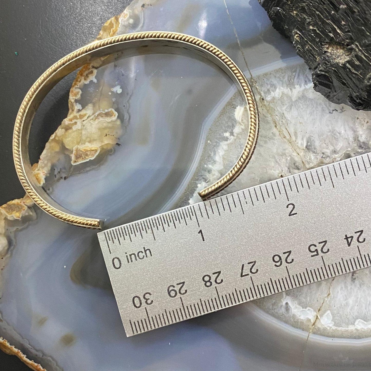 Vintage Native American Sterling Silver & Gold Filled Bracelet For Women