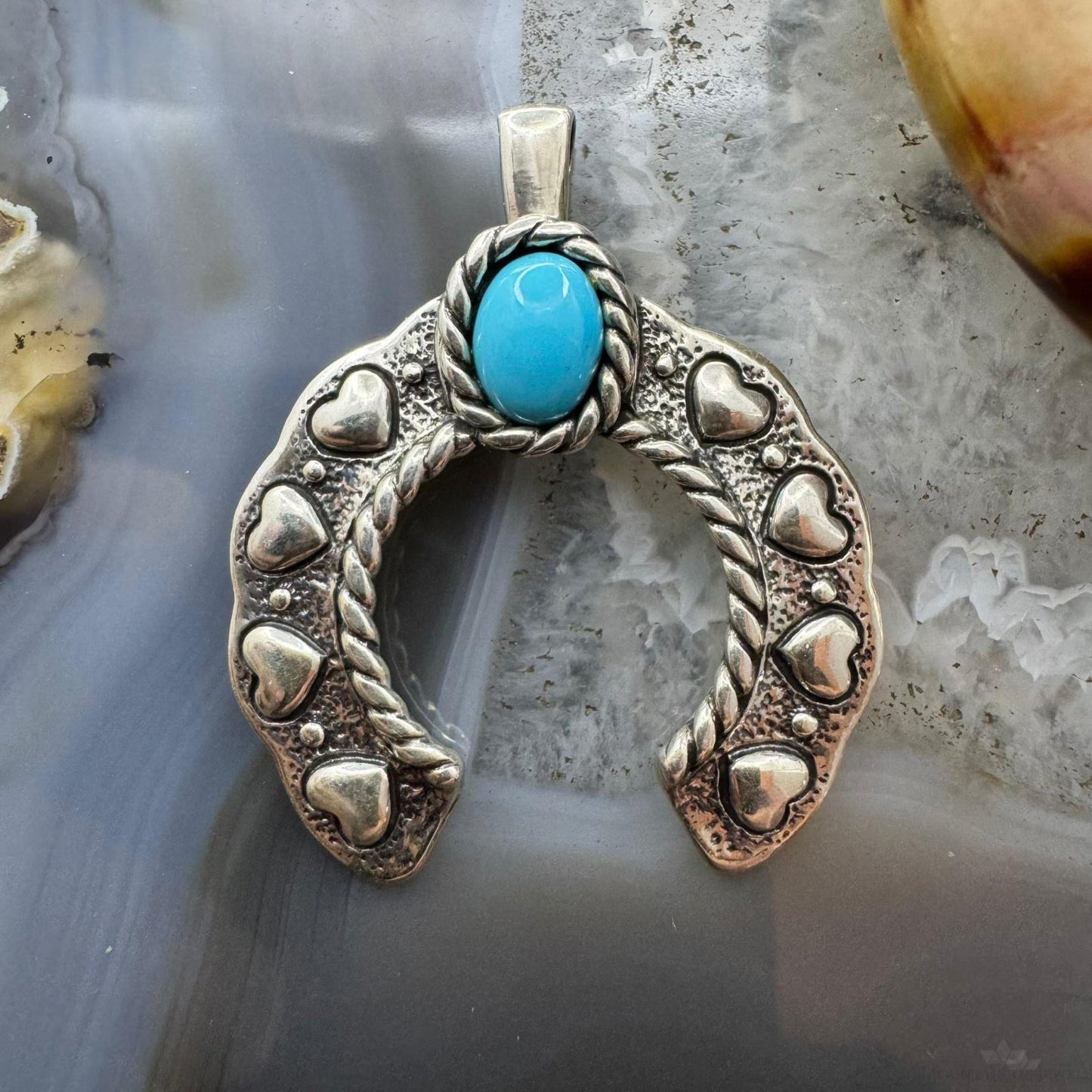 Carolyn Pollack Sterling Silver Turquoise Decorated Heart Naja Pendant For Women