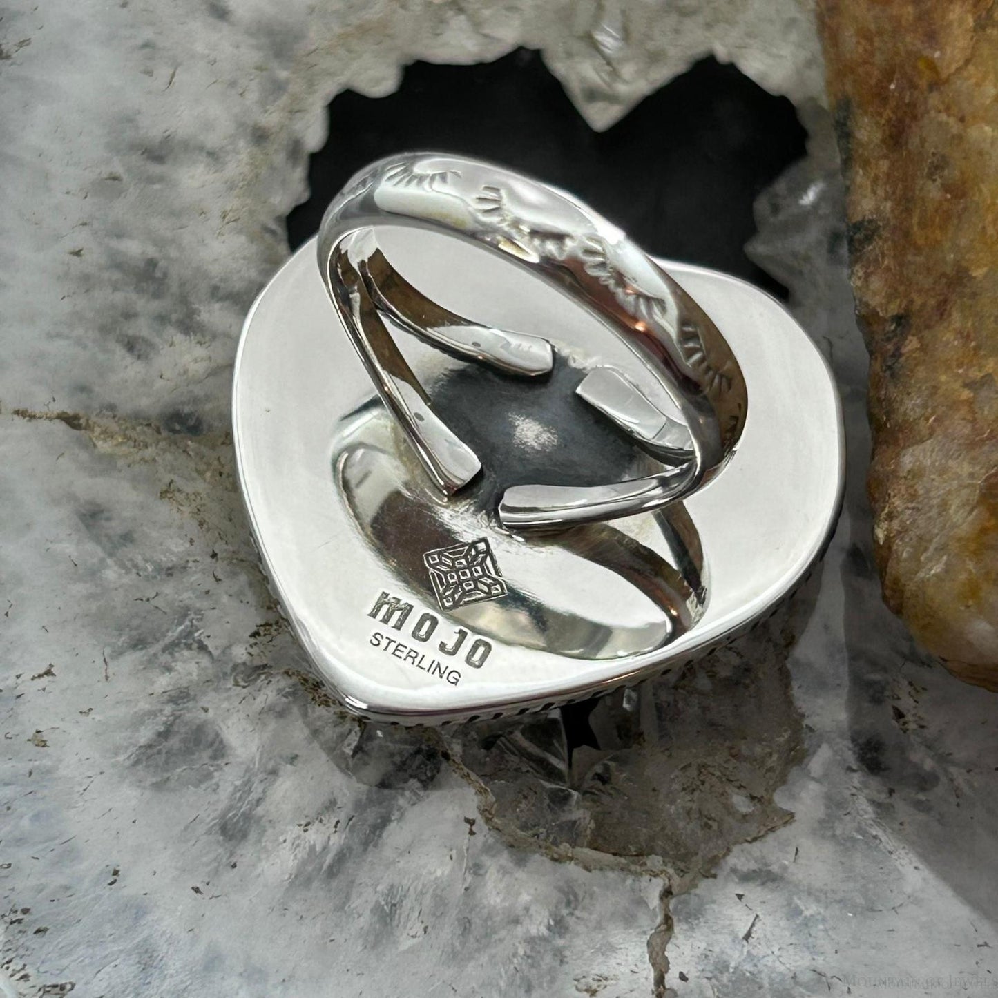 Sterling Silver Southwestern Style White Buffalo Heart Shape Ring Size 7 For Women