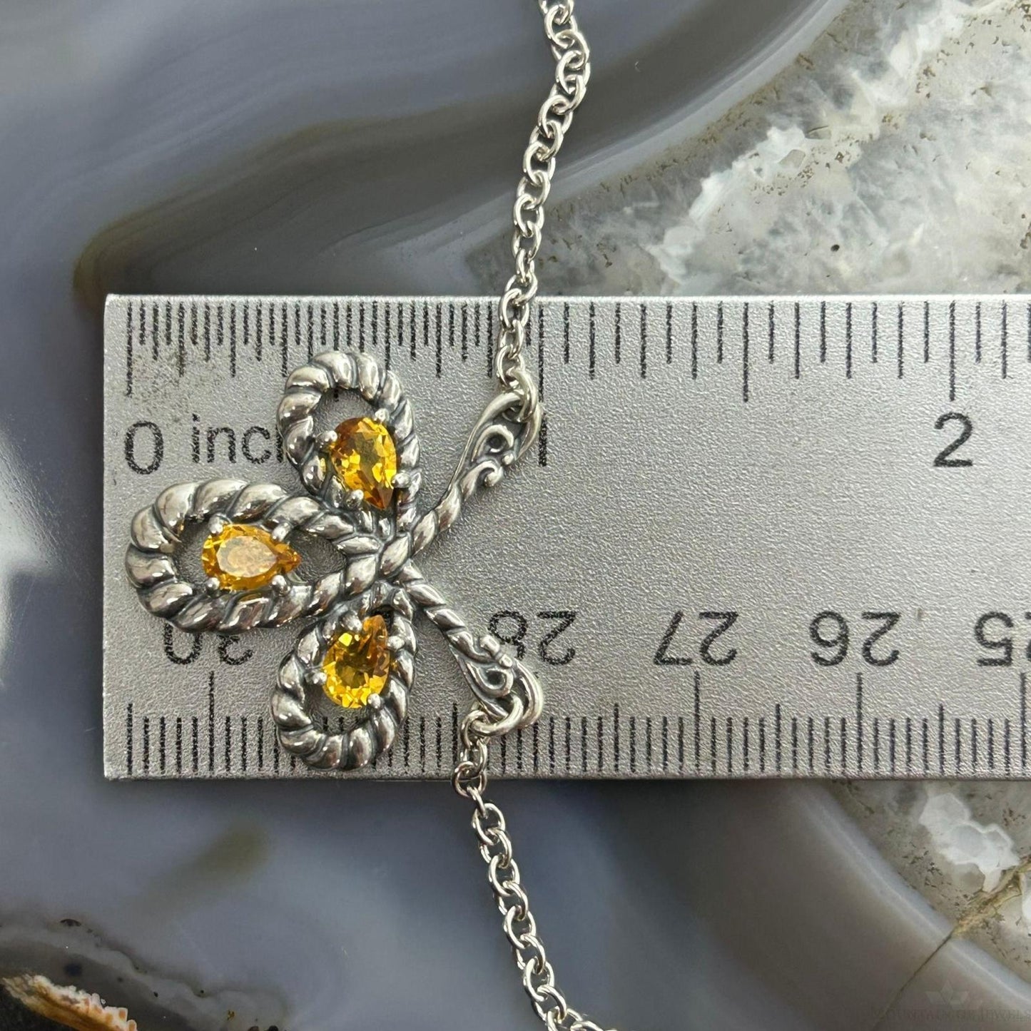 Carolyn Pollack Vintage Sterling Silver Twisted Rope w/Citrine 18"-20" Necklace For Women