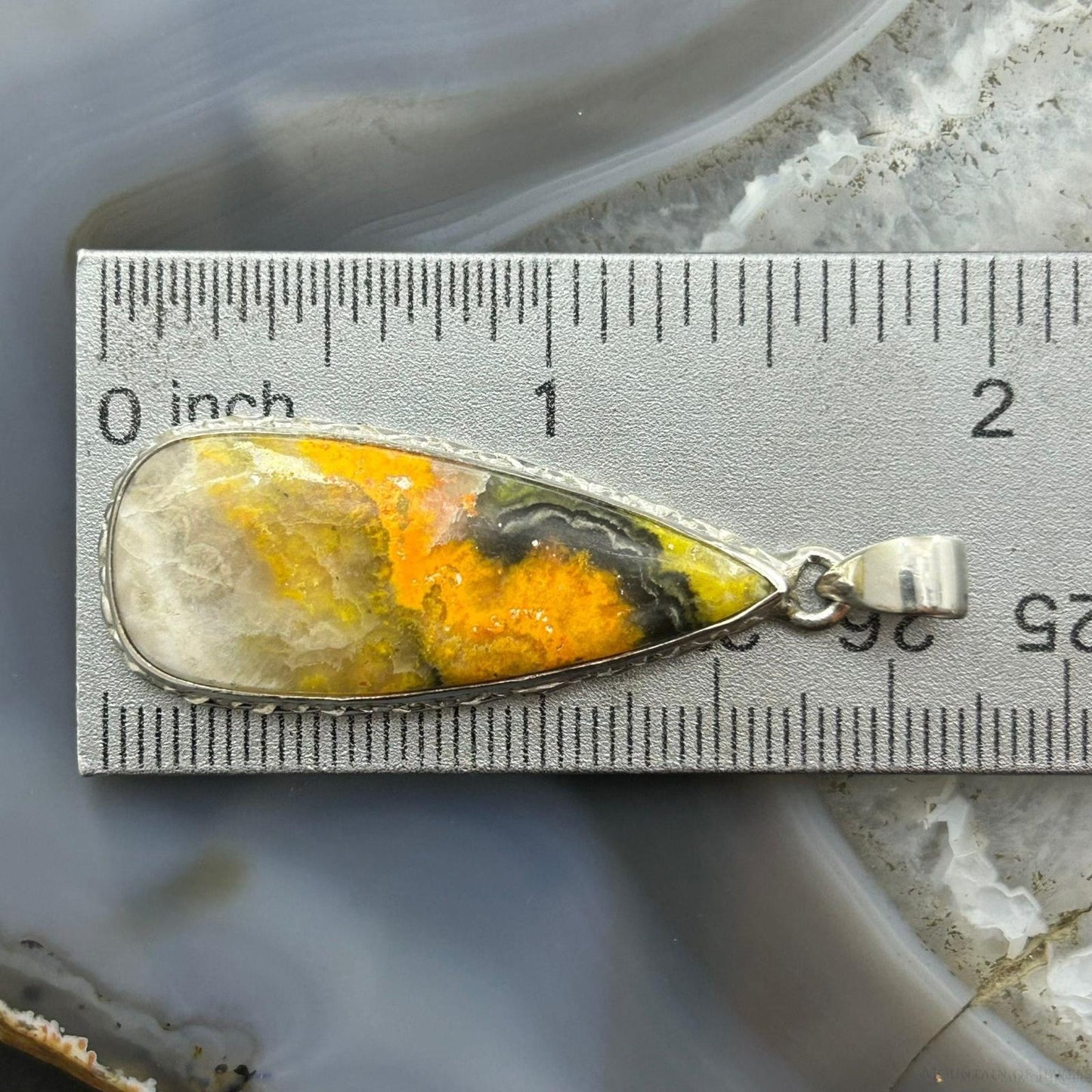 Sterling Silver Southwestern Style Teardrop Bumblebee Jasper Decorated Pendant For Women