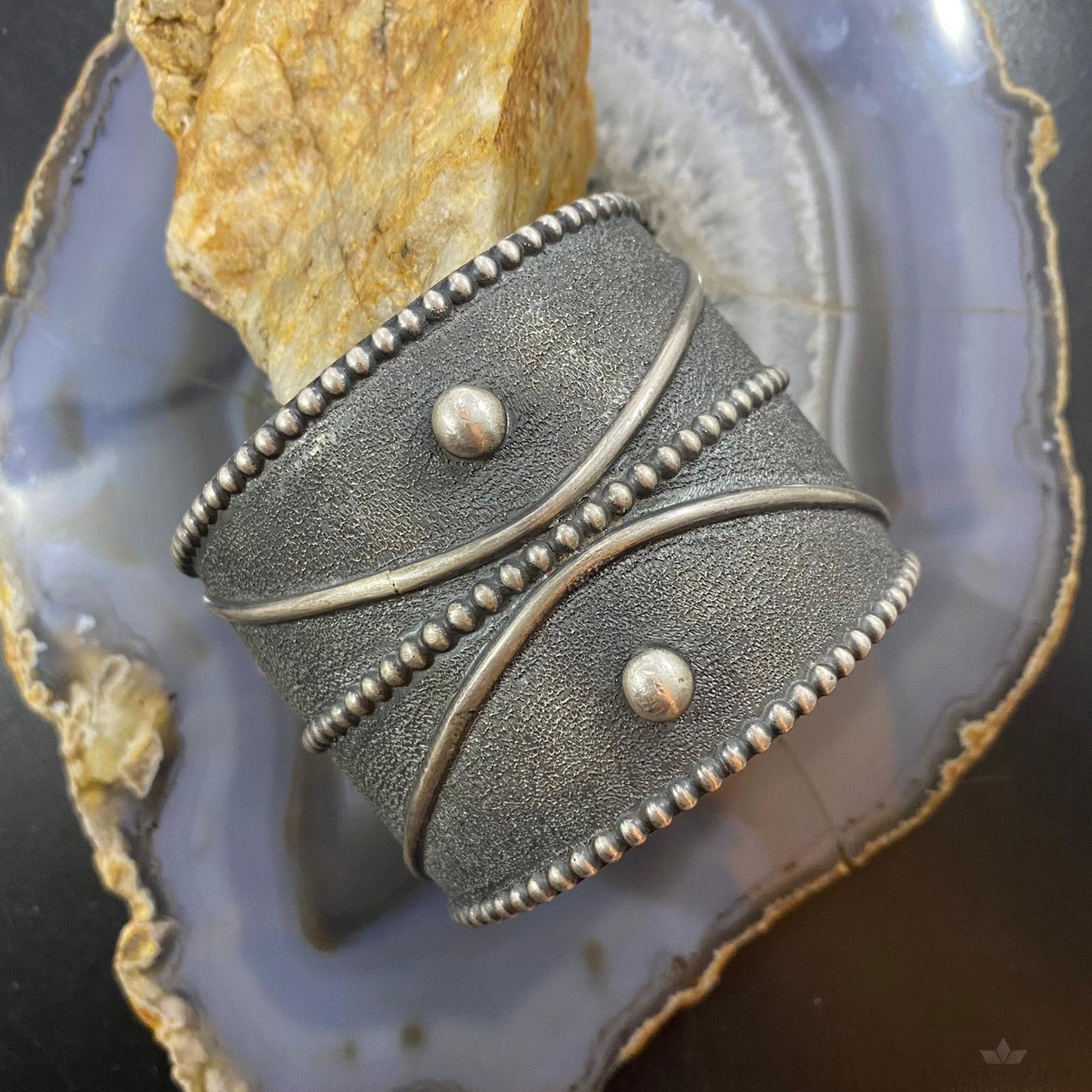 Tawney Cruz-Willie Native American Sterling Wide Decorated Bracelet For Women