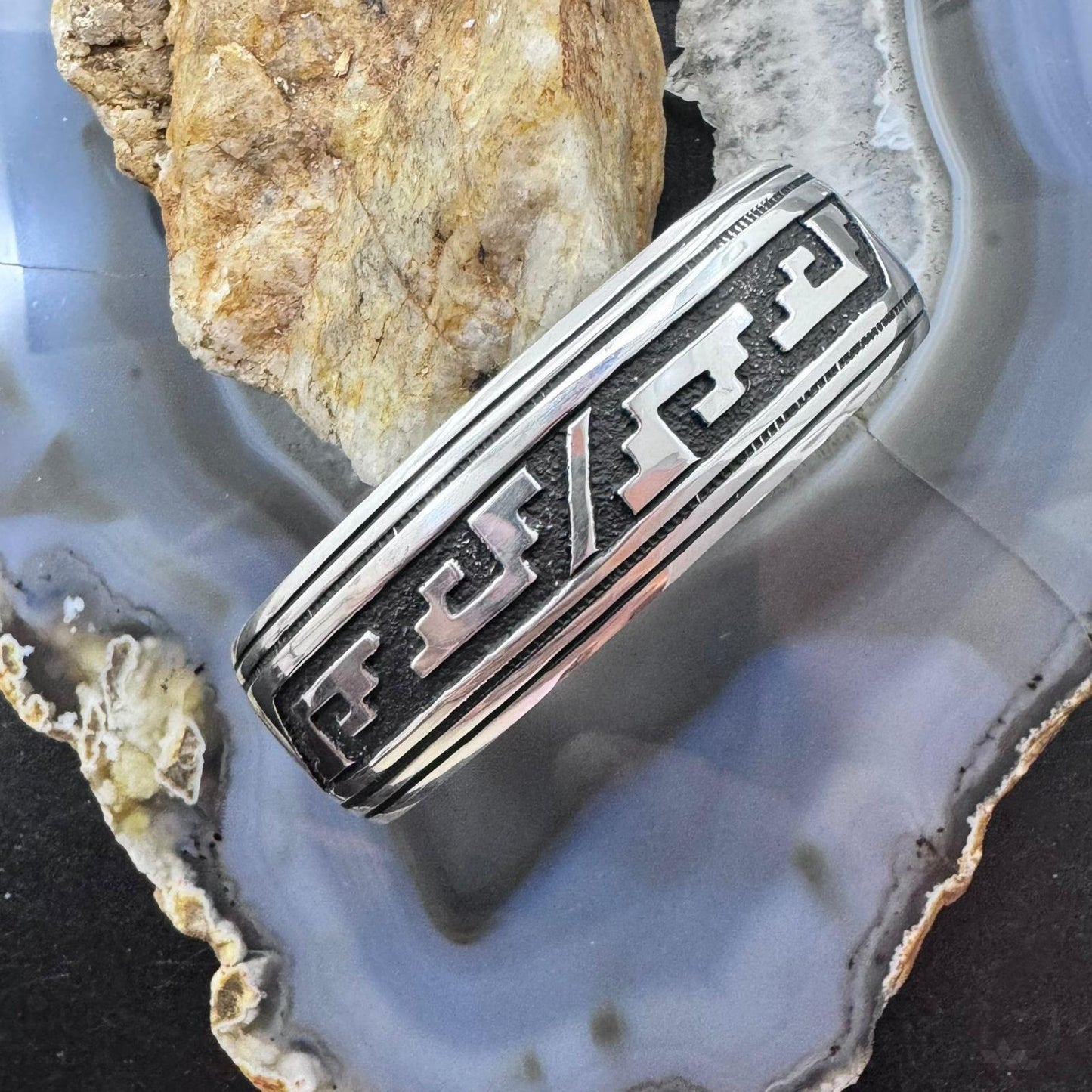 Tommy & Rosita Singer Sterling Silver Flexible Decorated Overlay Unisex Bracelet #1