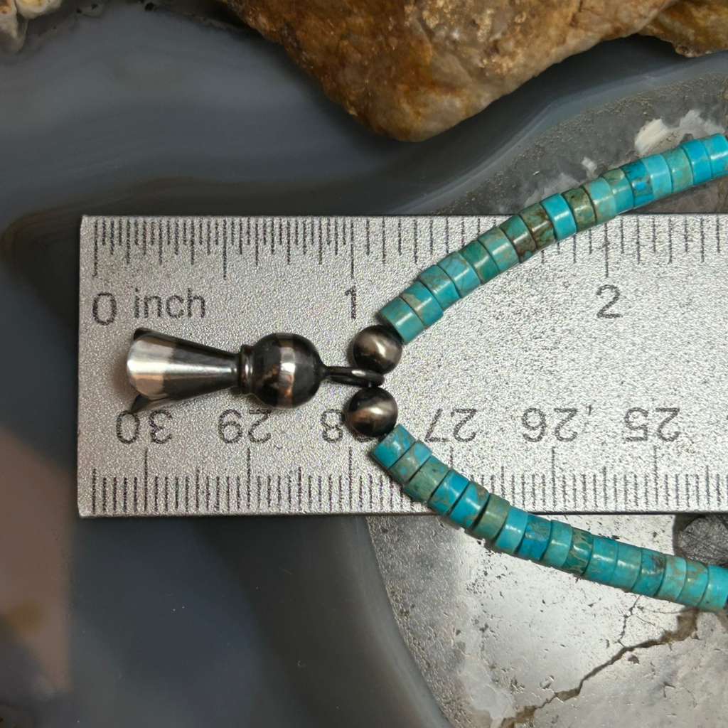 Sterling Silver Turquoise & Navajo Pearl Beads With Squash Blossom Necklace For Women
