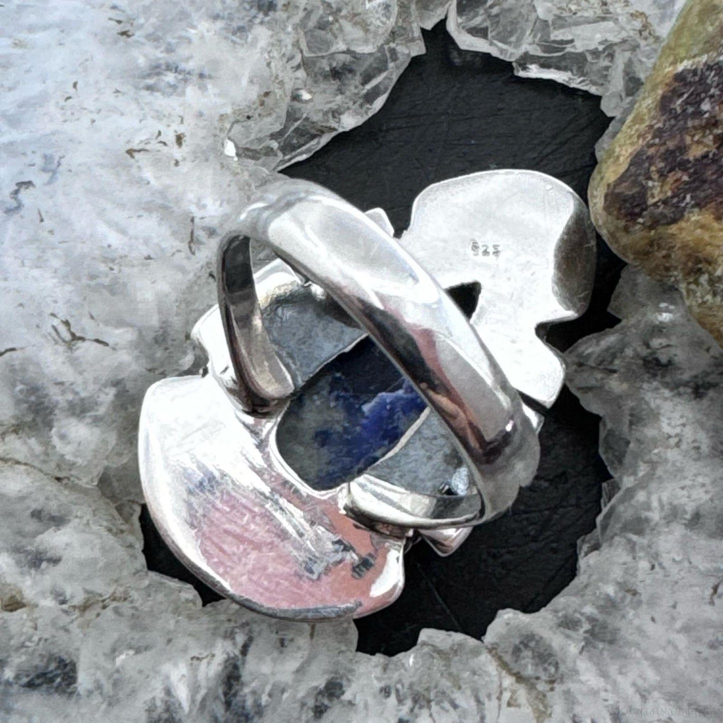 Sterling Silver Southwestern Style Teardrop Sodalite Decorated Ring Size 7 For Women