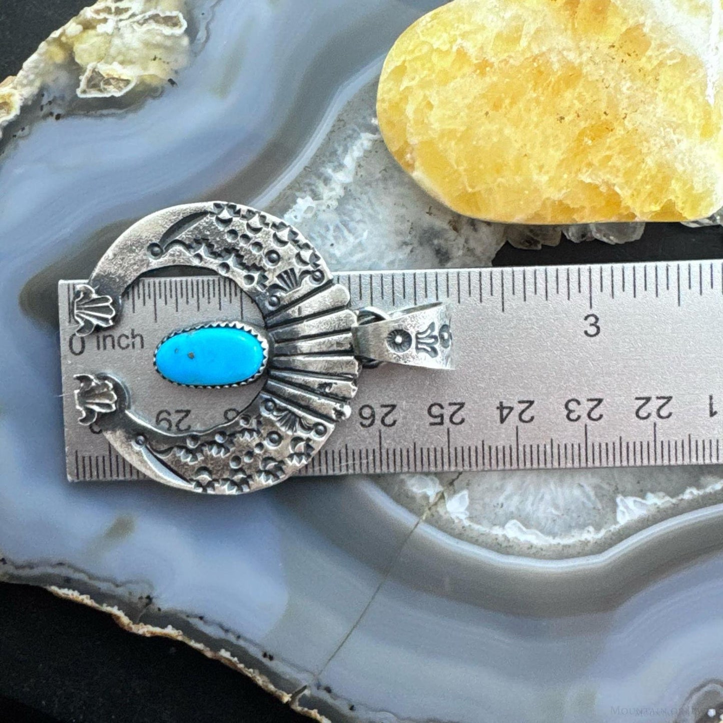 Eva & Linberg Billah Sterling Silver Oval Turquoise Stamped Unisex Naja Pendant