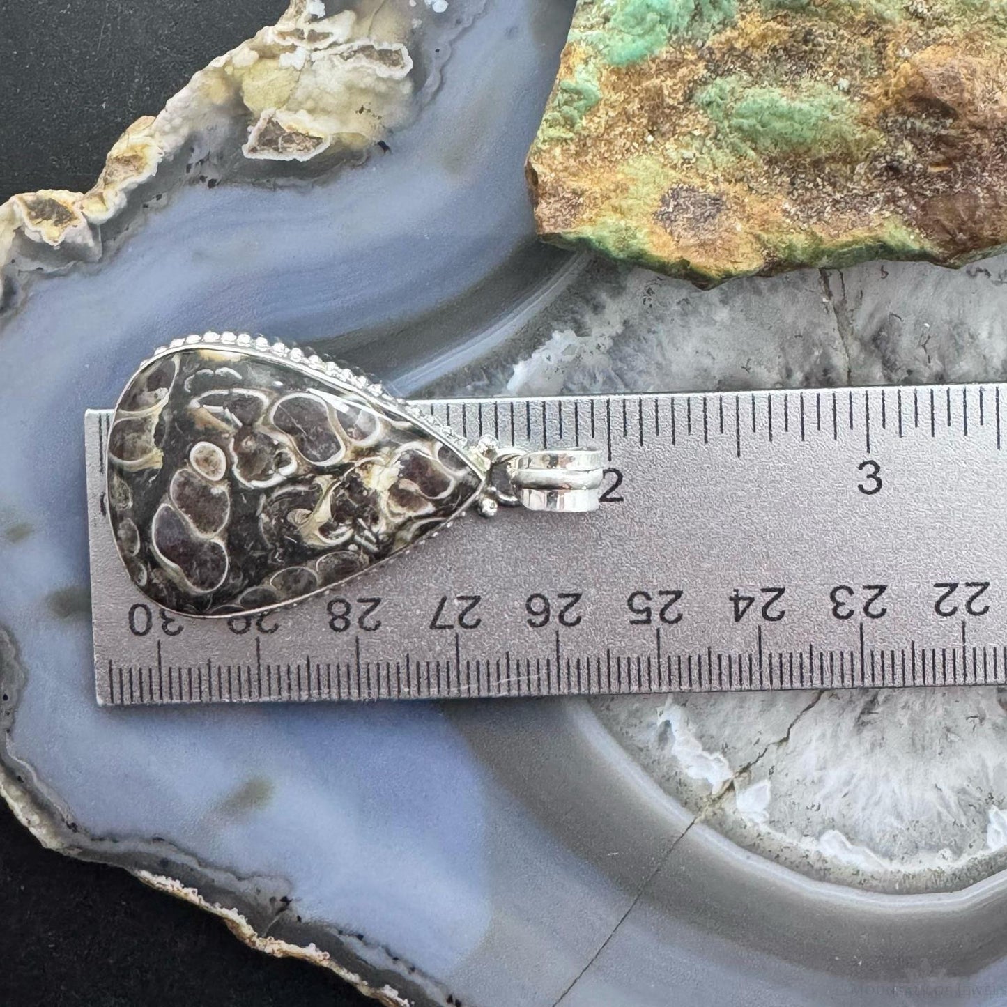 Sterling Silver Southwestern Style Turrietella Fossil Pendant For Women
