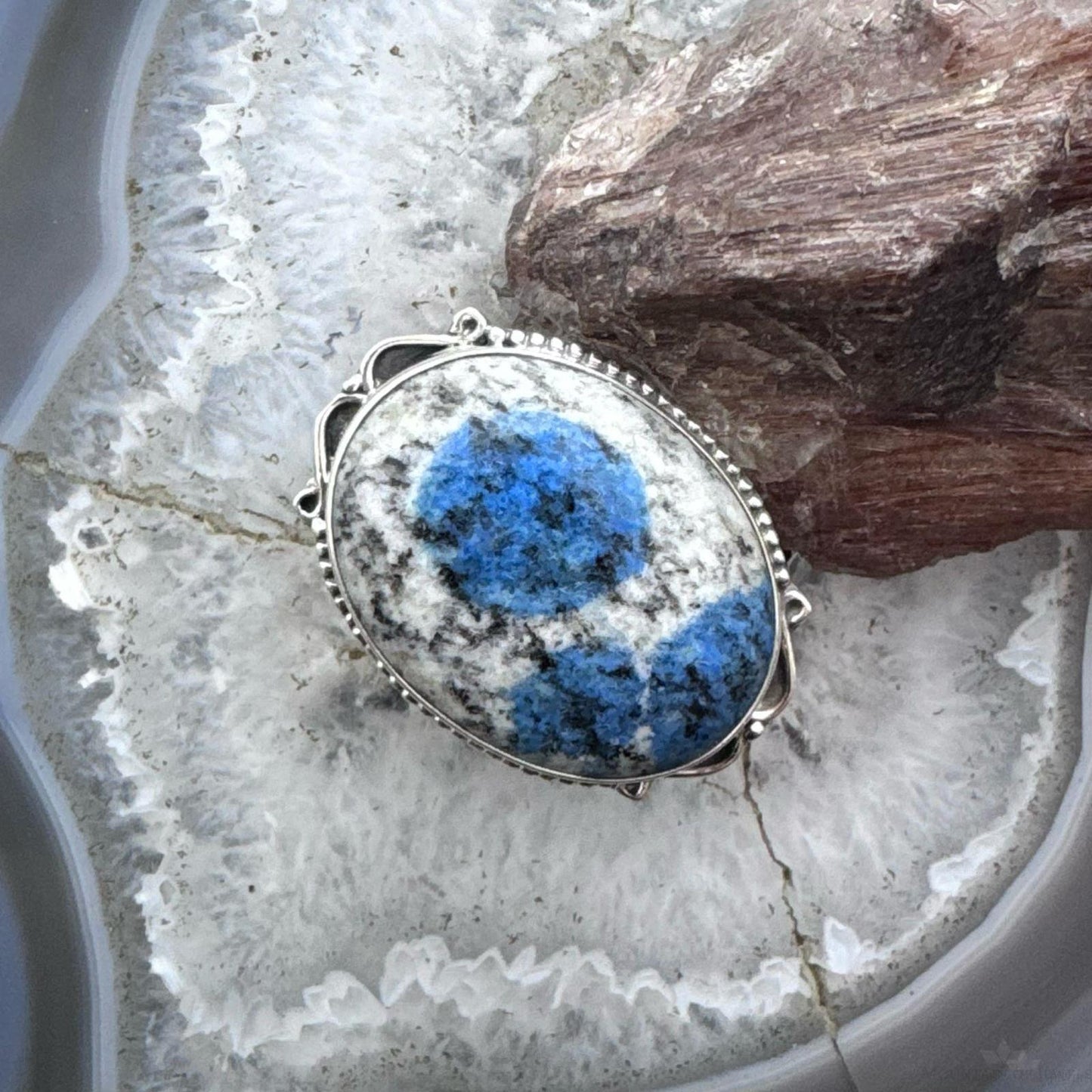 Sterling Silver Southwestern Style Large Oval K2 Jasper Ring Size 9 For Women