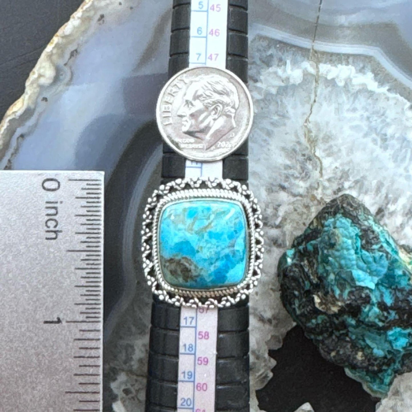 Sterling Silver Southwestern Style Turquoise Bar Ring Size 7 For Women