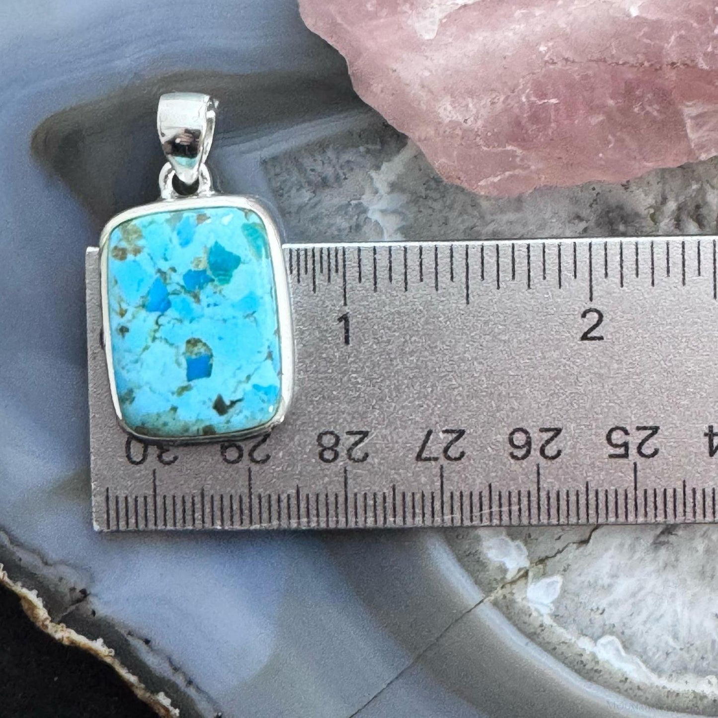 Sterling Silver Southwestern Style Rectangle Apatite Pendant For Women