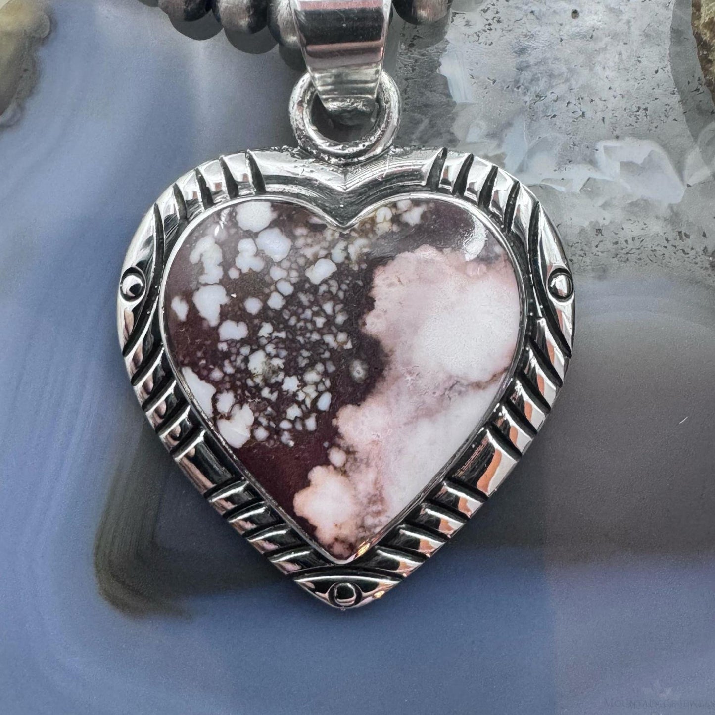 Native American Sterling Silver Wild Horse Decorated Heart Pendant For Women