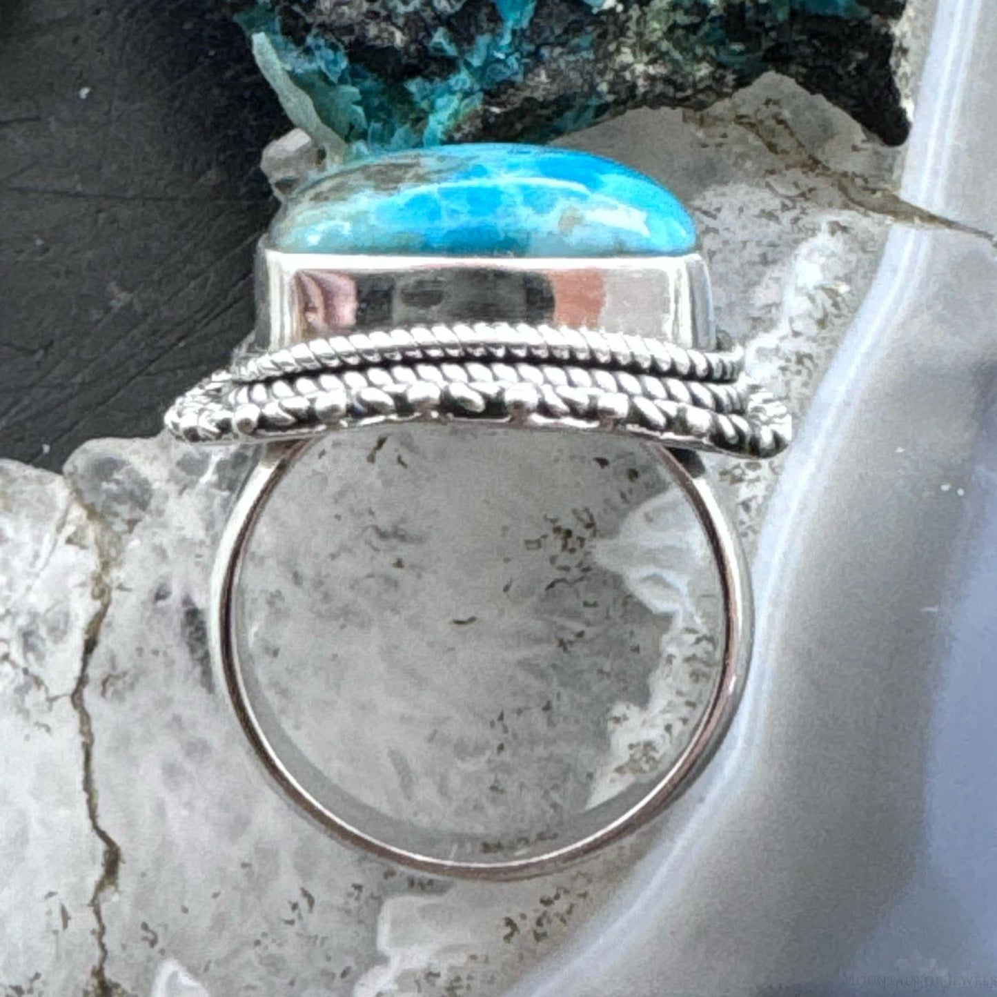 Sterling Silver Southwestern Style Turquoise Bar Ring Size 7 For Women