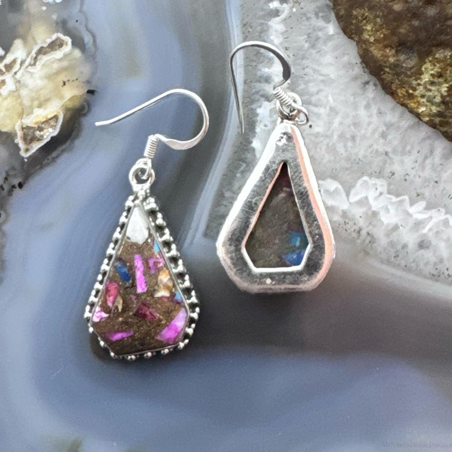 Sterling Silver Southwestern Style Kite Dahlia Turquoise Dangle Earrings For Women